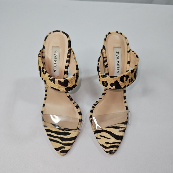 Leopard Print Stiletto Heel with Clear Strap - Picture 5 of 10